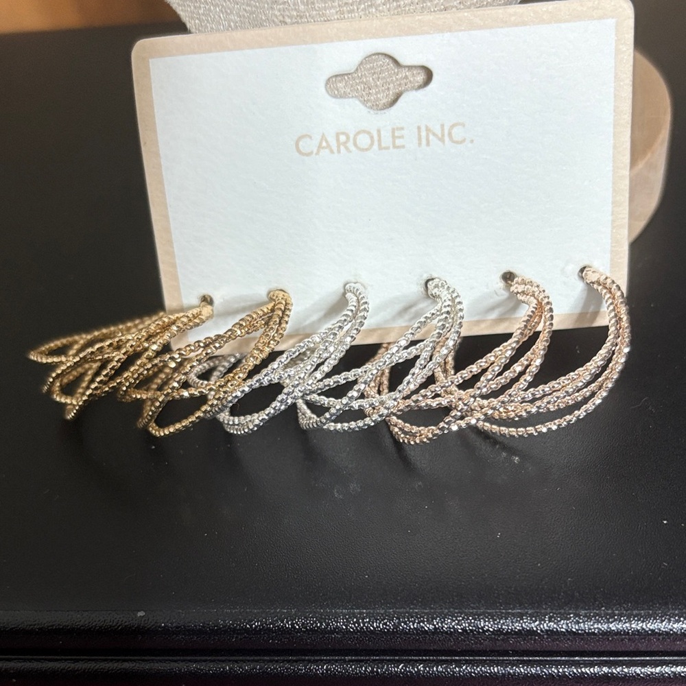Gold and Silver Textured Hoop Earrings
